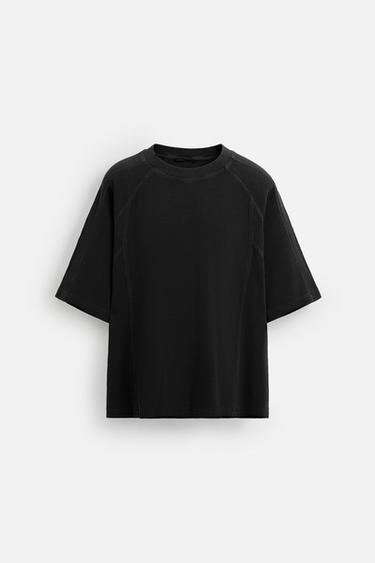 CAMISETA LAVADA ESTRUCTURA - Gris antracita de Zara