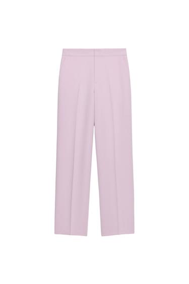 HIGH-WAIST STRAIGHT-LEG TROUSERS - Lilac by Zara