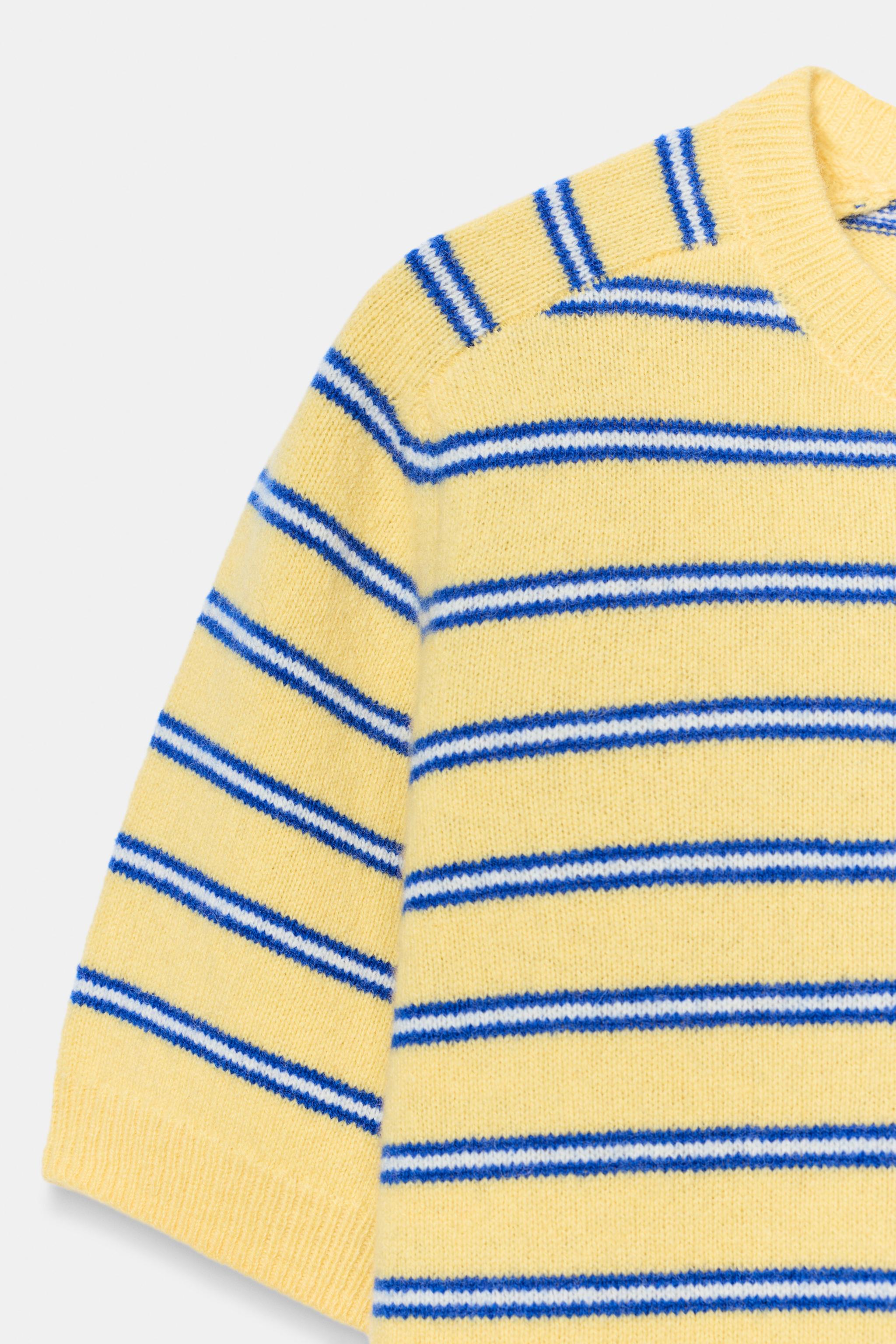 Женские свитеры Zara 100% WOOL STRIPED SHORT SLEEVE JUMPER — фото 9