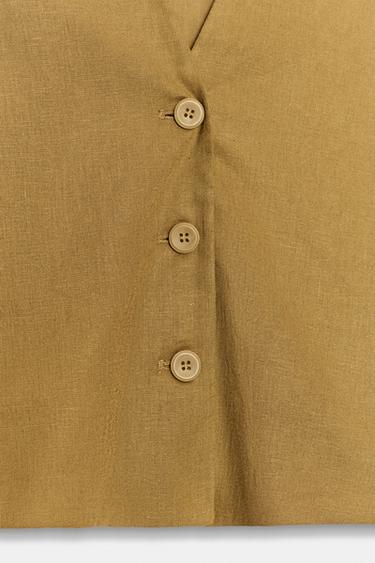 GILET À BOUTONS - Ocre de Zara - Image 4