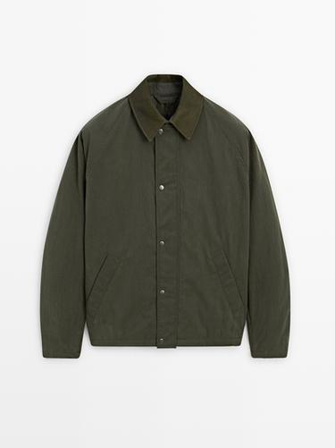 Zara Jacket with leather collar detail - Green