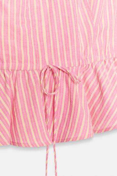 STRIPED PEPLUM TOP - Pink by Zara - Image 5
