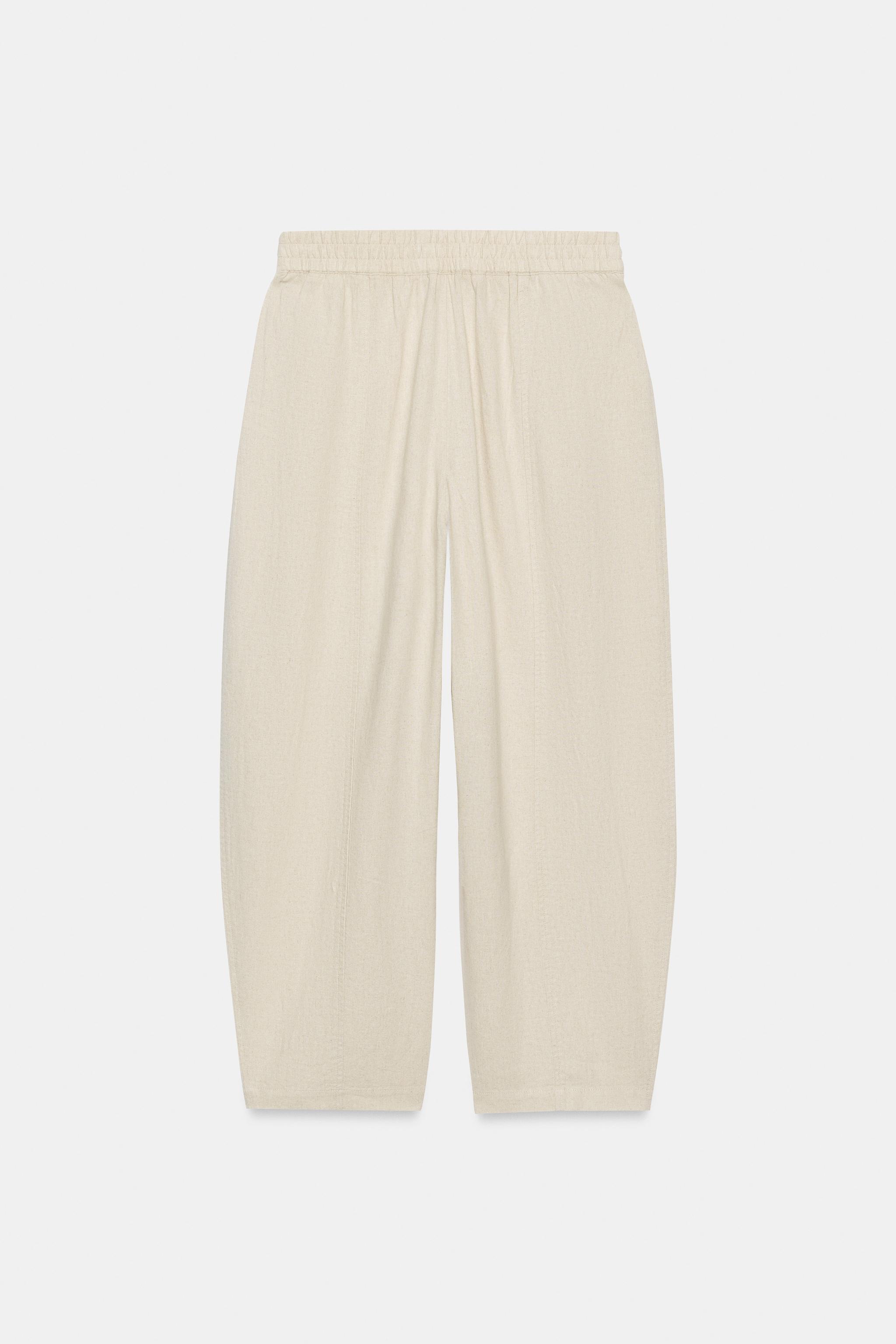 PANTALON BARREL AVEC LIN