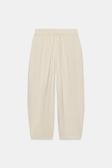 BARREL LINEN BLEND TROUSERS - Light beige by Zara - Image 6