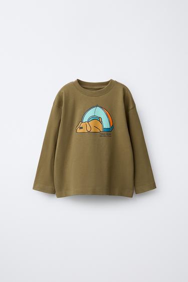 PRINTED T-SHIRT - Khaki by Zara