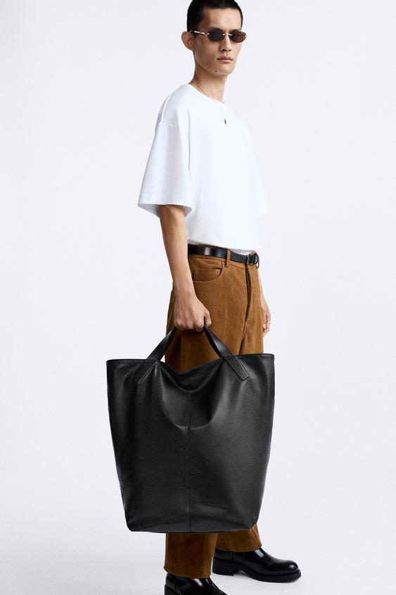 LEATHER TOTE - Black | ZARA Turkey