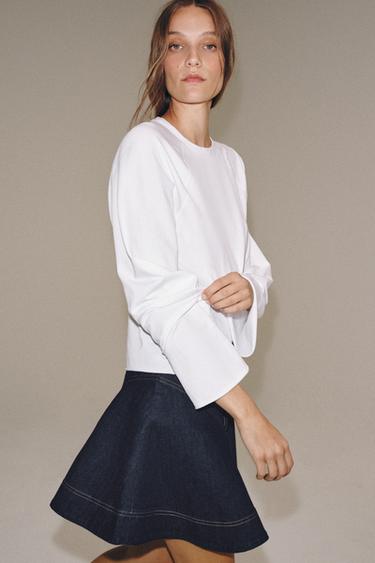 JUPE COURTE EN JEAN ZW COLLECTION - Bleu de Zara - Image 5