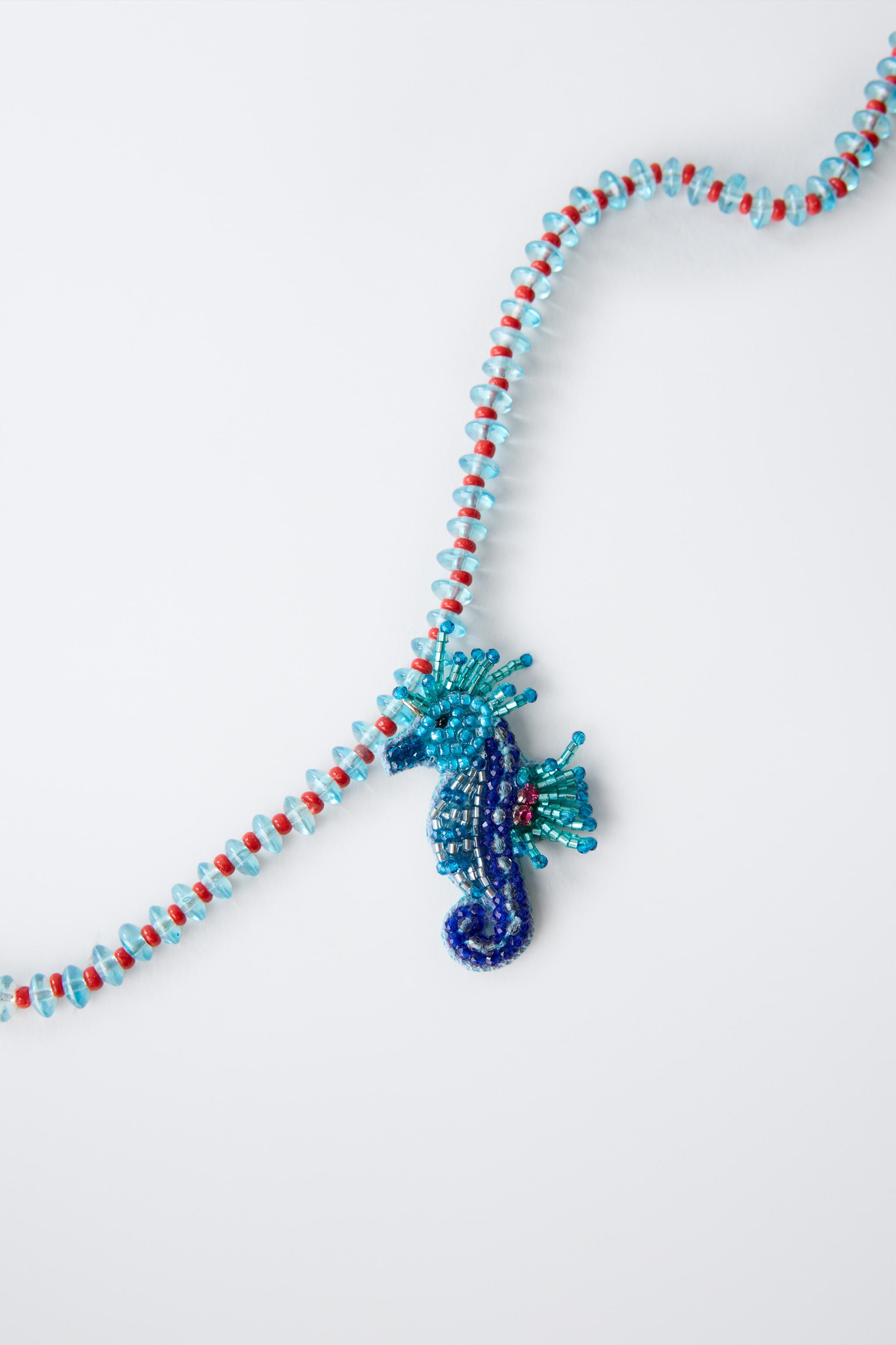 SEAHORSE BEADED NECKLACE - Blue | ZARA United States
