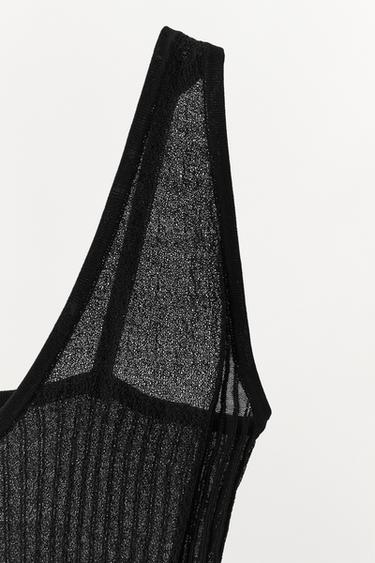 PLEATED KNIT BODYSUIT - Black by Zara - Image 6