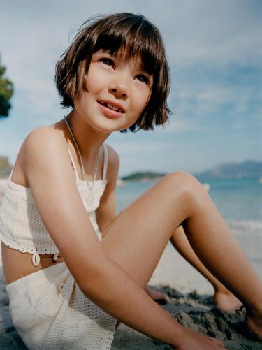 SHELL KNIT TOP AND SKIRT SET - Ecru by Zara