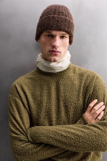 SWEAT TEXTURÉ AVEC LAINE - vert olive de Zara - Image 4