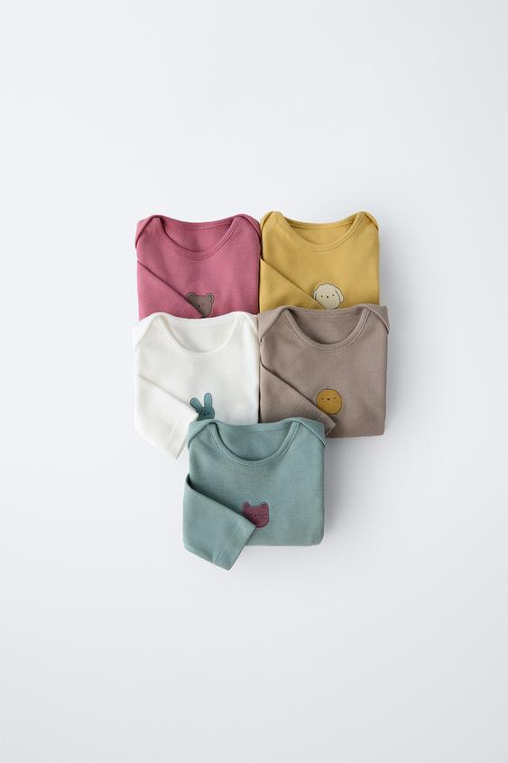 PACK DE CINCO BODIES COM ANIMAIS Multicolor ZARA Brasil