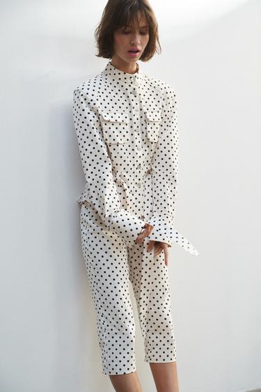 Zara POLKA DOT SHIRT JACKET - Black / White