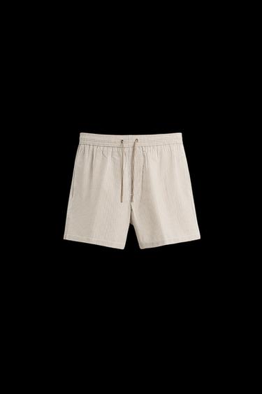 Zara SEERSUCKER MEDIUM SWIMSUIT - Brown