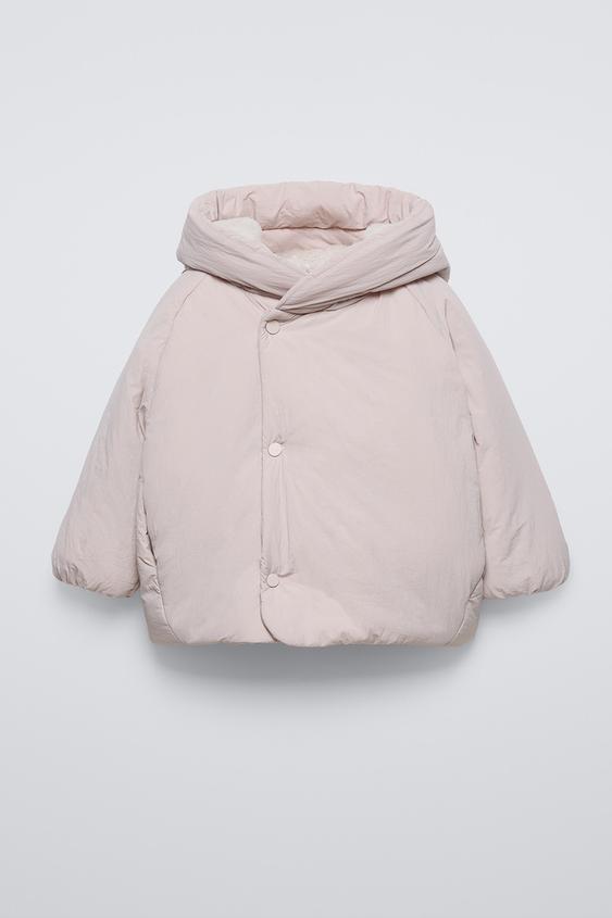 ABRIGO CRUZADO FORRADO - rosa claro de Zara - Imagen 0