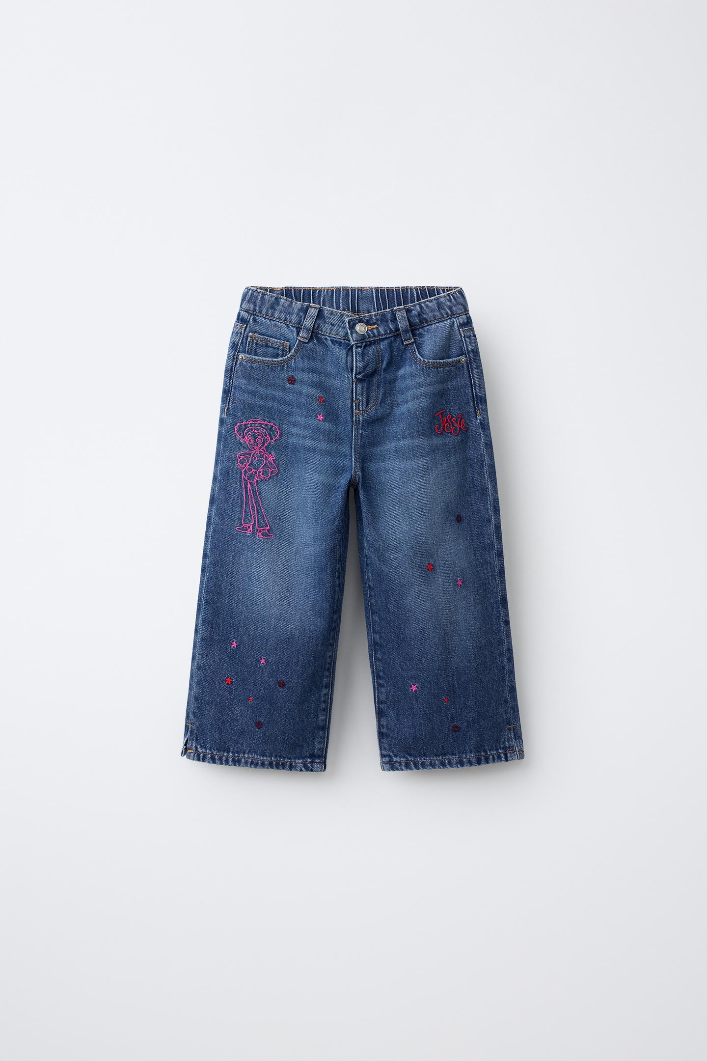 Детские джинсы Zara Jessie Toy Story Embroidered Wide-Leg, цвет: Синий — фото 1