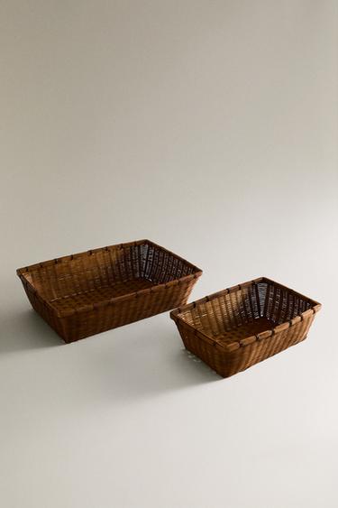 SQUARE BAMBOO BASKET - Light beige by Zara - Image 1