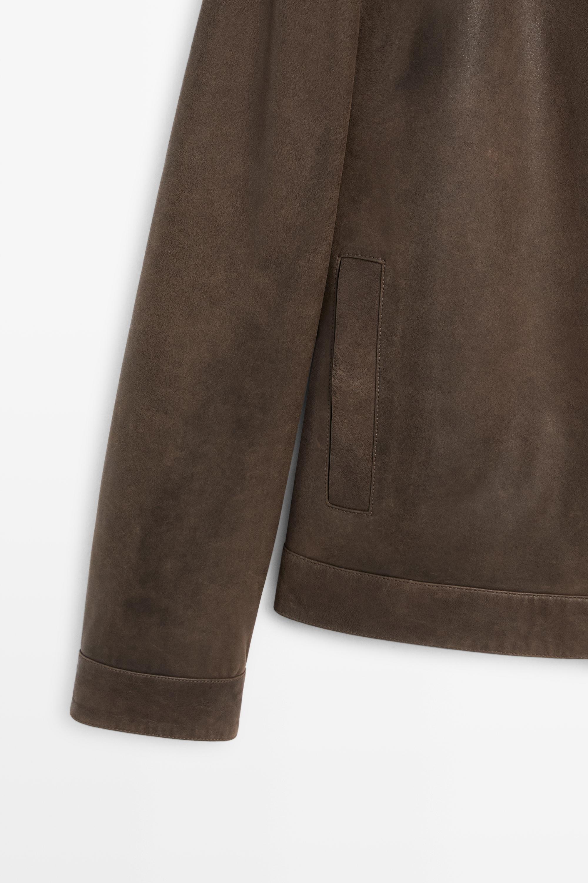 Nappa leather jacket with collar detail