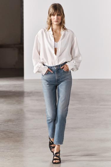ДЖИНСЫ CROPPED ПРЯМОГО КРОЯ СО СРЕДНЕЙ ПОСАДКОЙ — ZW COLLECTION — ВЫЦВЕТШИЙ СИНИЙ от Zara — изображение 0