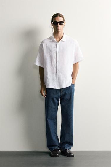 CAMISA REGULAR FIT 100% LINO - Blanco de Zara - Imagen 0