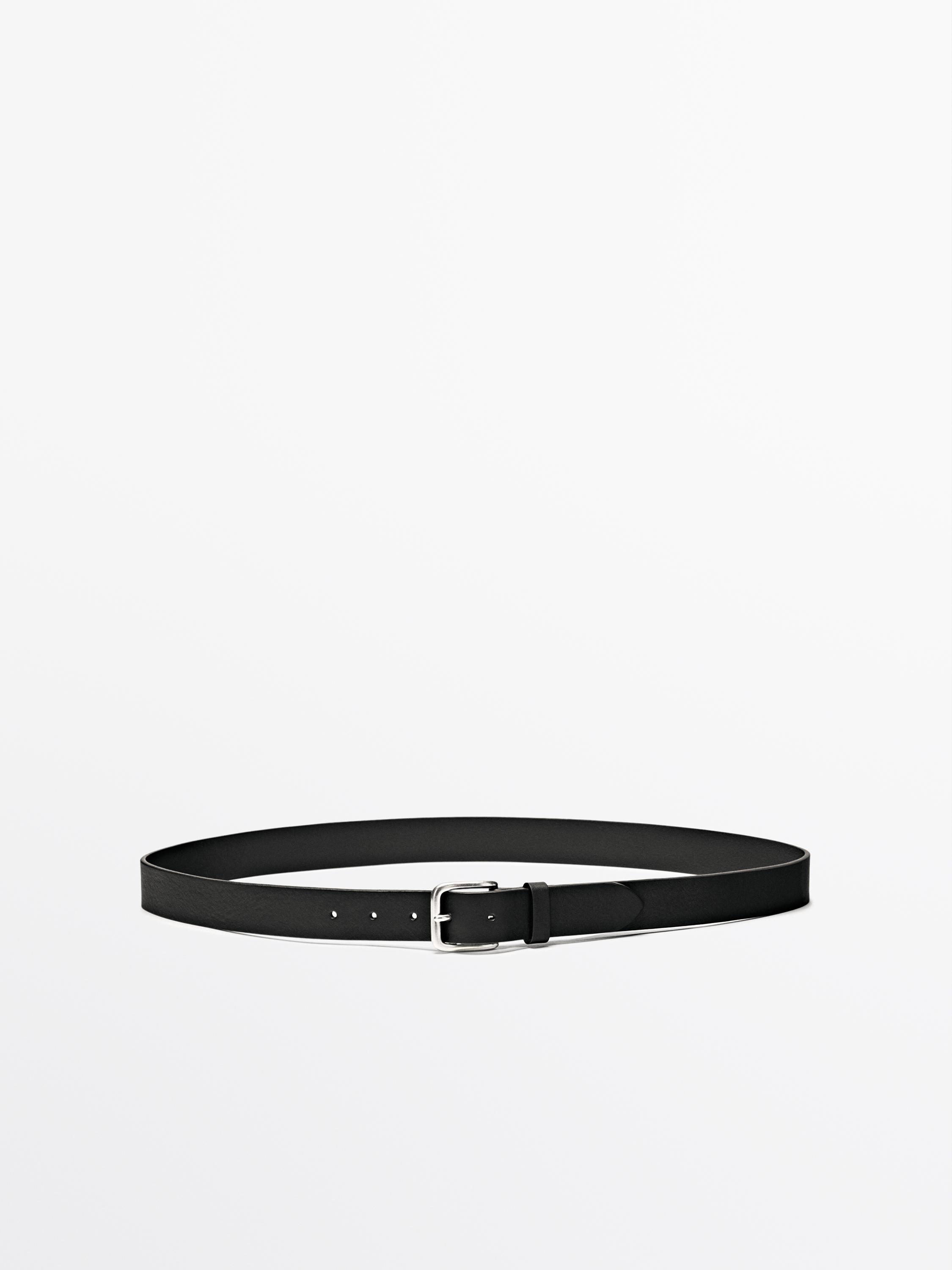 Nappa leather belt with square buckle