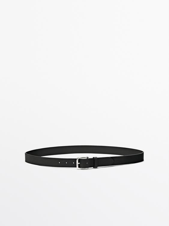 Nappa leather belt with square buckle