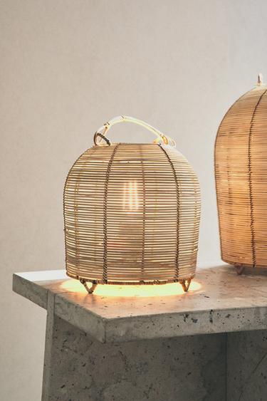 RATTAN TABLE LAMP - Light beige by Zara