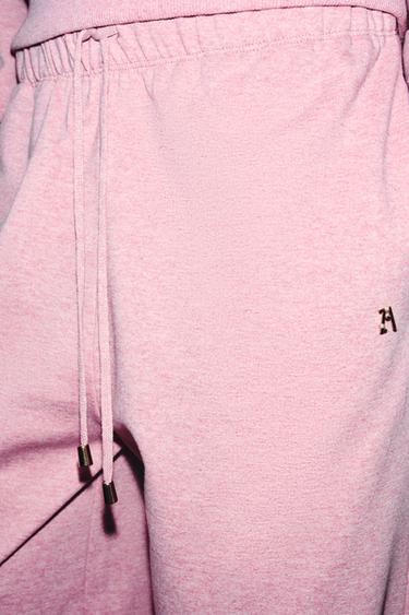 PANTALON EN MOLLETON ZA - Rose chiné de Zara - Image 1