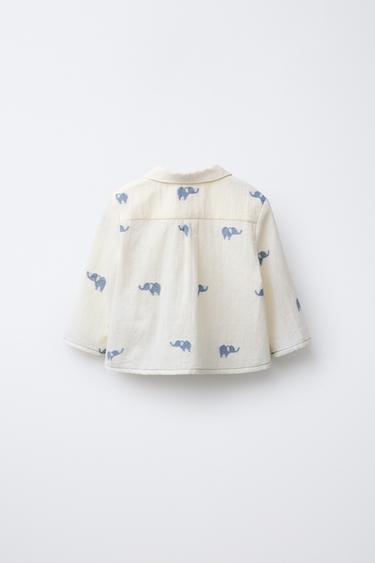 ELEPHANT JACQUARD SHIRT - Ecru / Blue by Zara - Image 1
