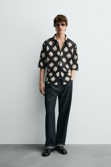 CHEMISE STRUCTURE CROCHET - Blanc / Noir de Zara