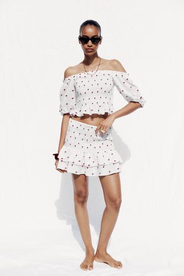 FLORAL PRINT TOP - Pink / White by Zara - Image 0