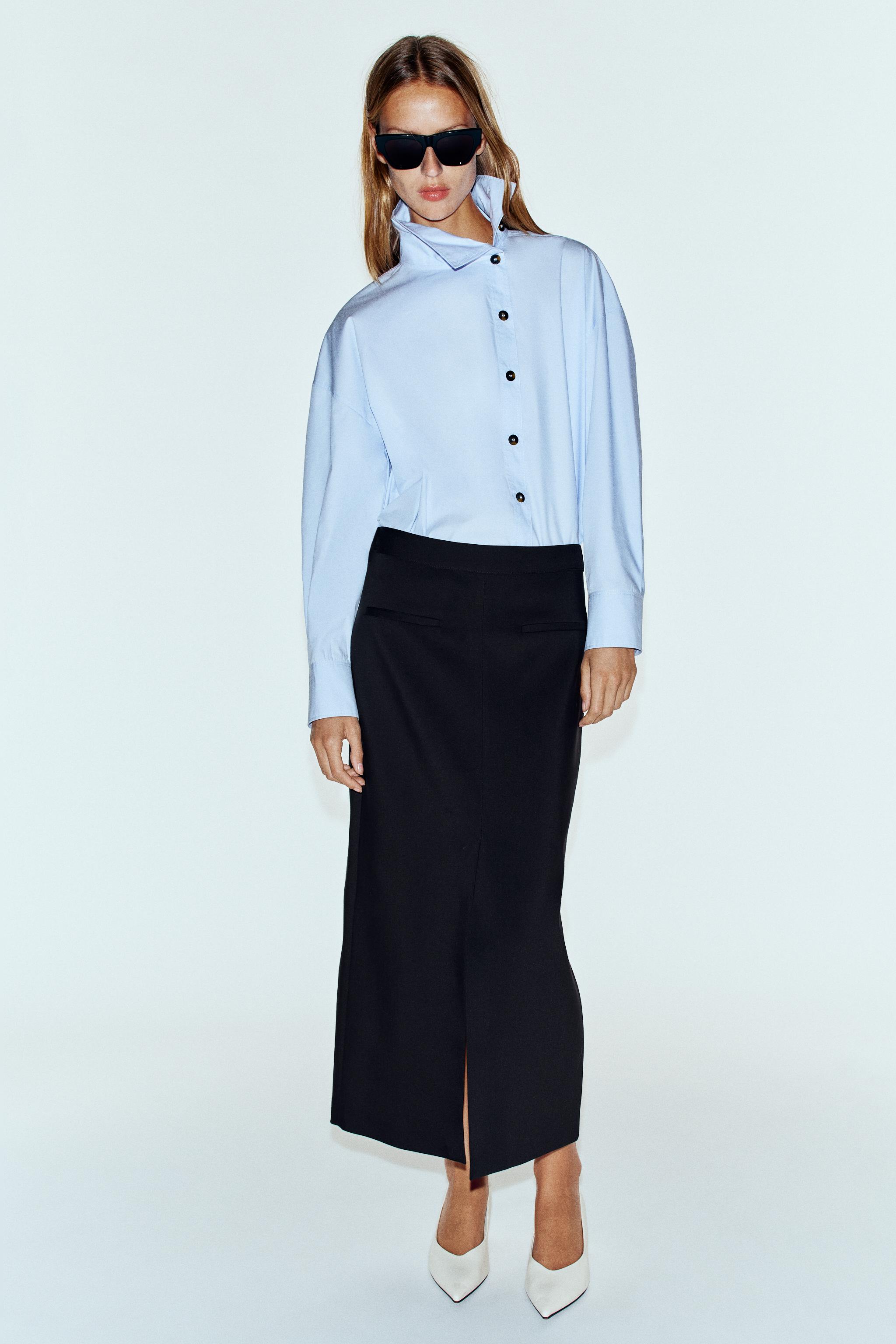 HIGH-NECK POPLIN SHIRT