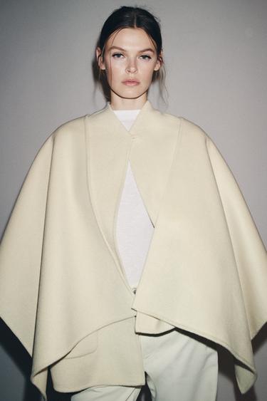 MANTEAU CAPE AVEC LAINE ZW COLLECTION - Écru de Zara - Image 1