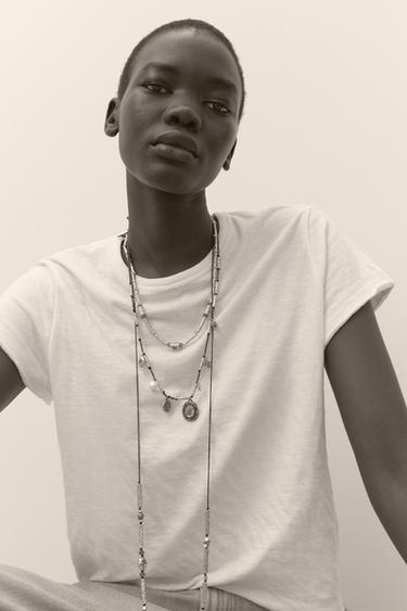 Zara PACK OF 3 CORD NECKLACES WITH CHARMS AND JEWELS - Golden