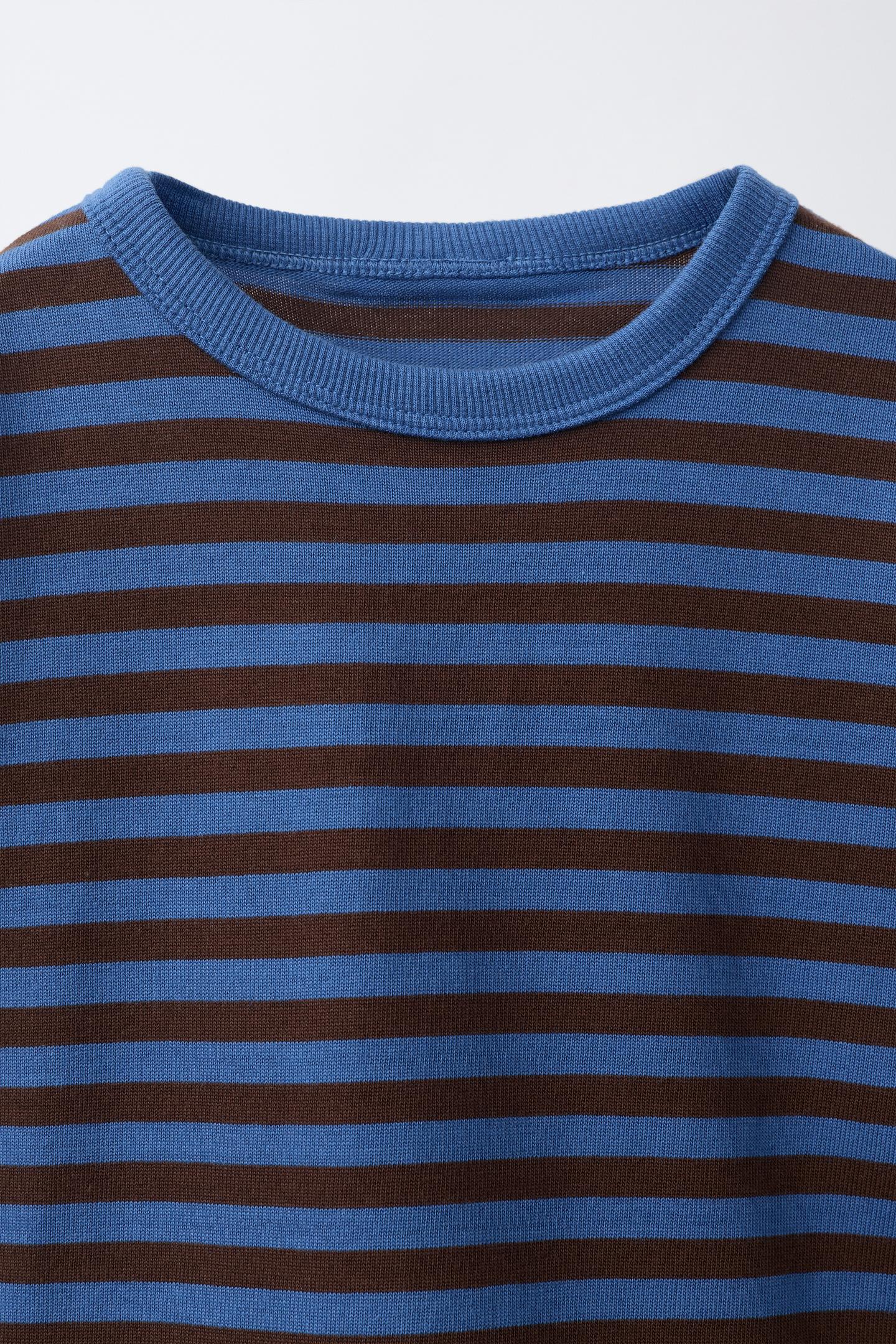 Детская футболка Zara Heavyweight Striped, цвет: Коричневый синий — фото 3