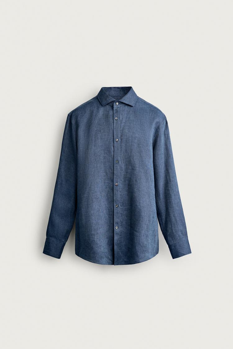 Camisa de corte regular 100% lino 5
