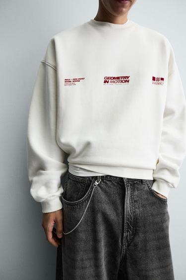 SWEAT-SHIRT À TEXTES IMPRIMÉS - Blanc cassé de Zara - Image 5