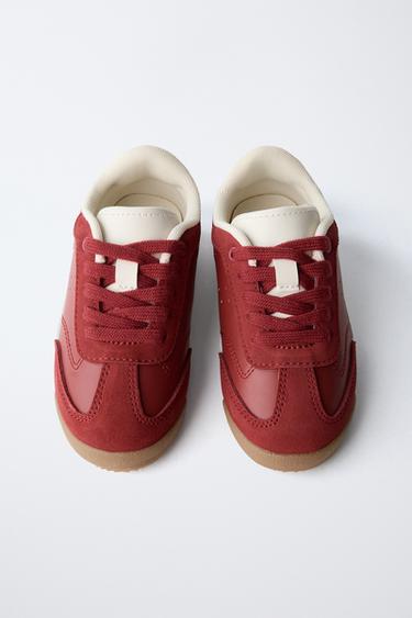 TENNIS EN CUIR COMBINÉ - Rouge de Zara - Image 4