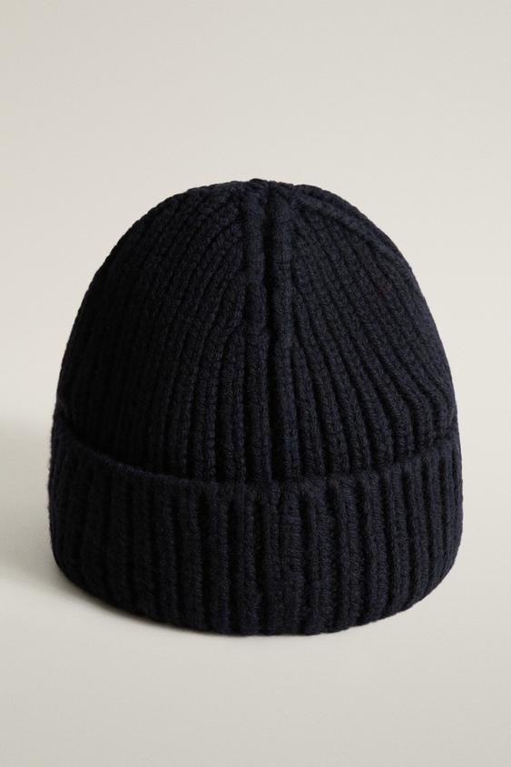 Zara RIB WOOL HAT - Blue - Image 0