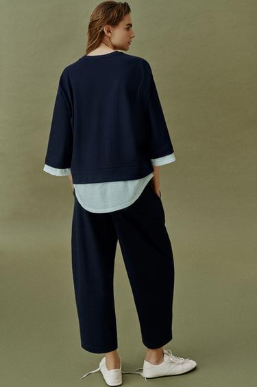 PANTALÓN BALLOON - Marino de Zara