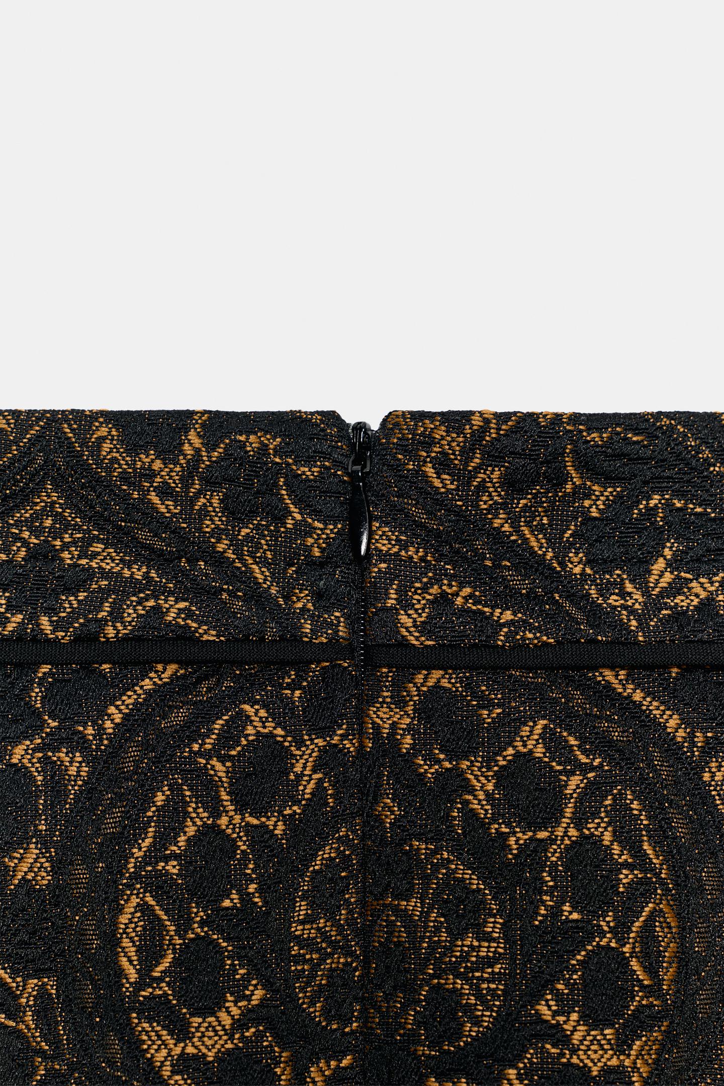 Женская юбка Zara Jacquard ZW Collection, цвет: Чёрный — фото 6