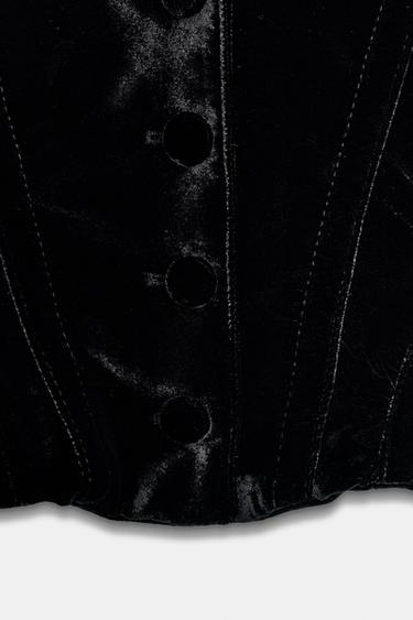 BLAZER COURTE EN VELOUR ZW COLLECTION LIMITED EDITION - Noir de Zara - Image 3