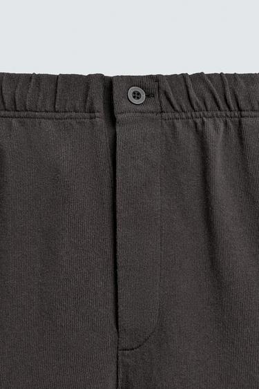 PANTALON DE JOGGING EN MAILLE DÉLAVÉ - Noir / Marron de Zara - Image 7