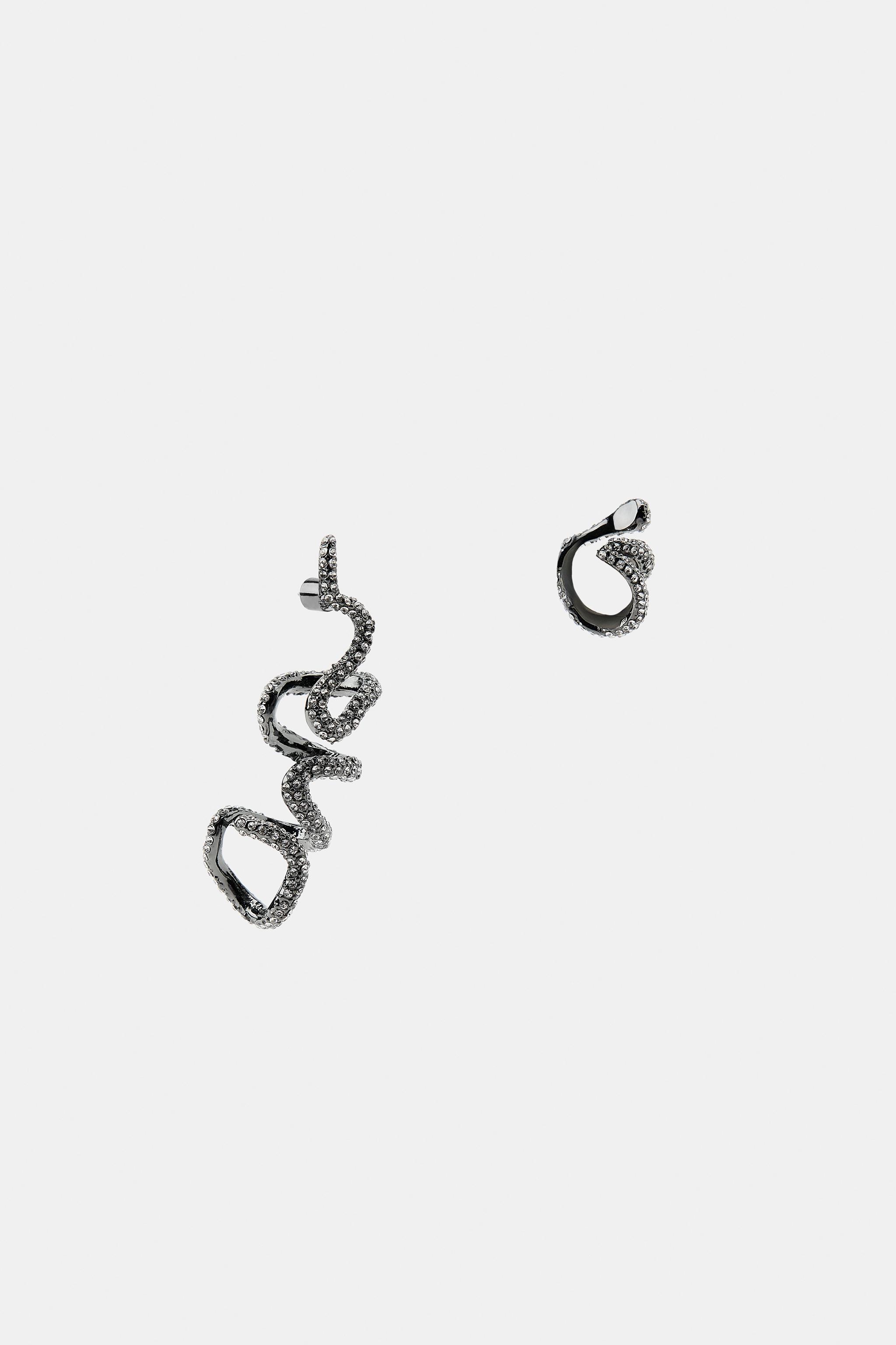 PACK OF 2 SPARKLY EAR CUFF EARRINGS - Anthracite grey | ZARA