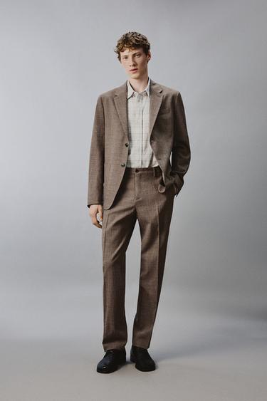 Zara 100% 羊毛西裝外套 - 斑紋棕色 - 圖片 0