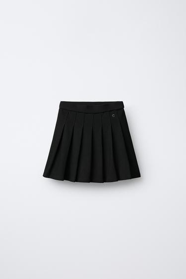 FALDA TABLAS APLIQUE CORAZÓN - Negro de Zara