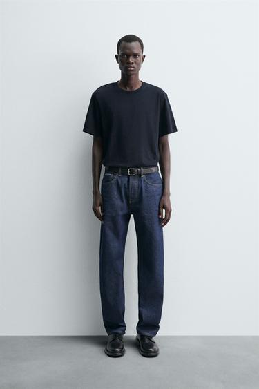 REGULAR FIT MEDIUM WEIGHT T-SHIRT - Navy blue by Zara - Image 0
