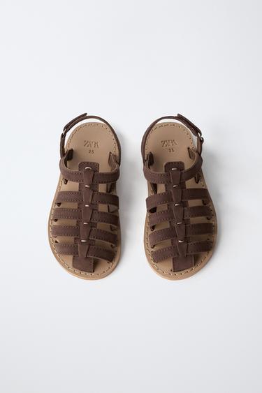 LEATHER CAGE SANDALS - Brown by Zara - Image 3