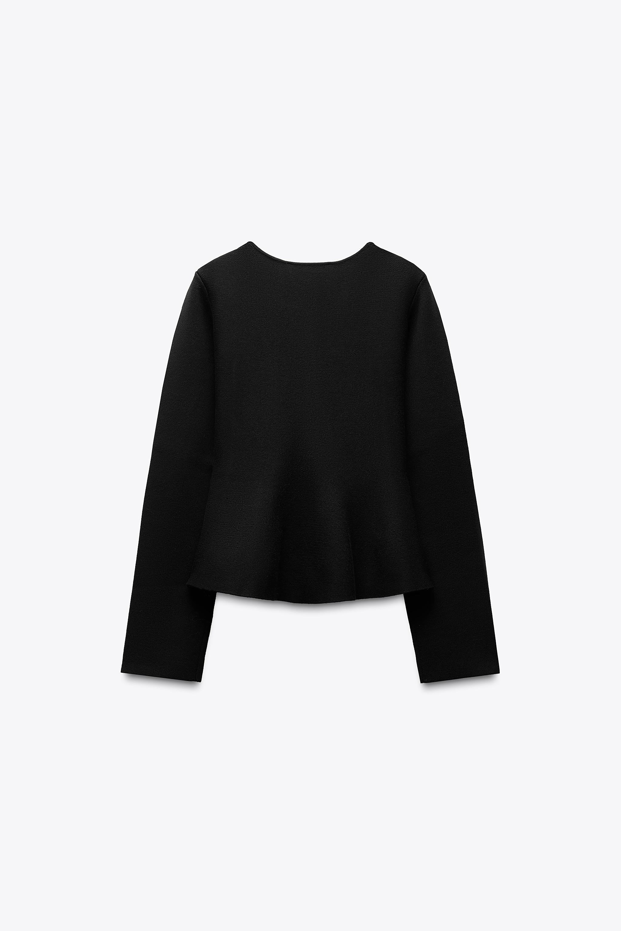 ニット ペプラム カーディガン - ブラック | ZARA Japan / 日本