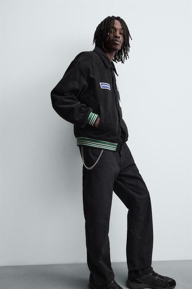 CORDUROY JACKET WITH EMBROIDERED PATCHES - Black by Zara - Image 6